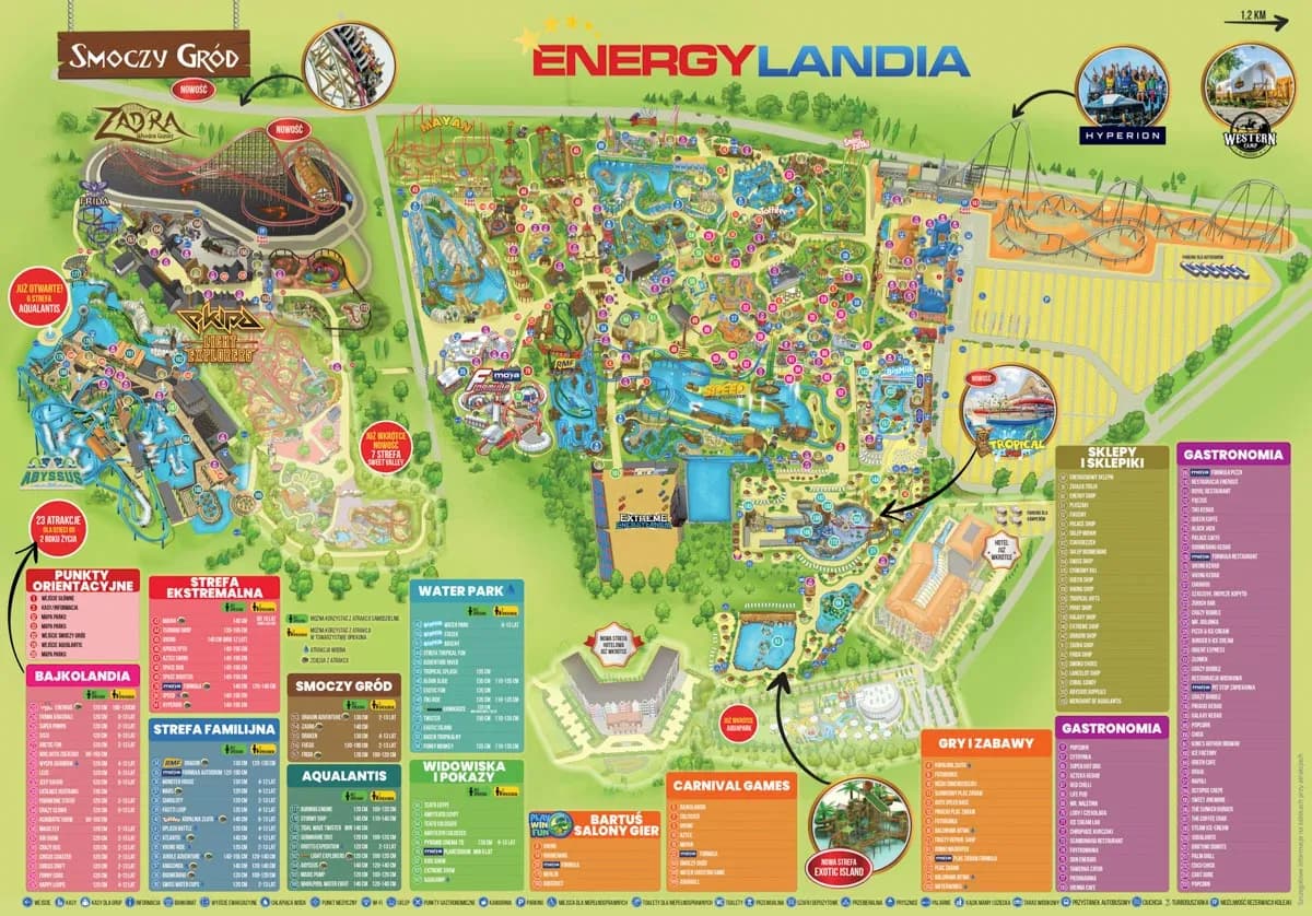 Energylandia: 133 atrakcje na 74 hektarach - pełna lista